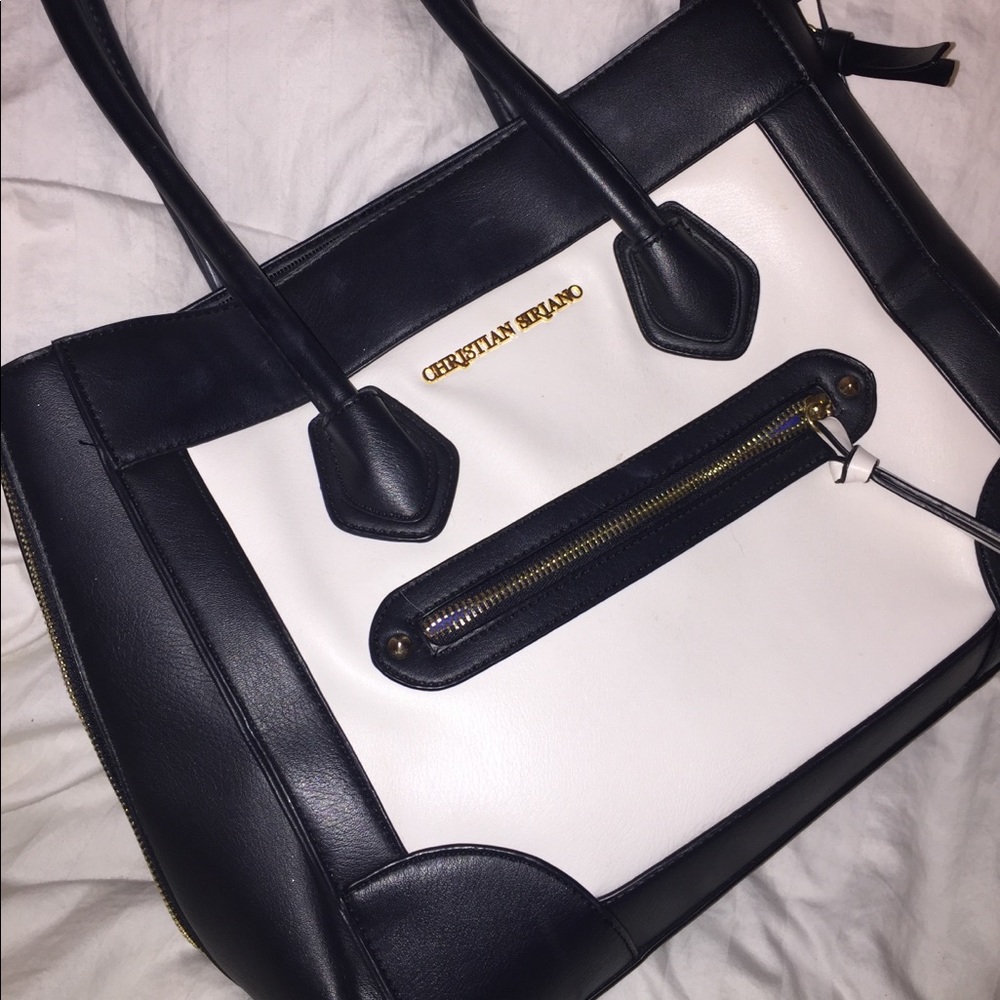 Christian Siriano black and white tote style purse
